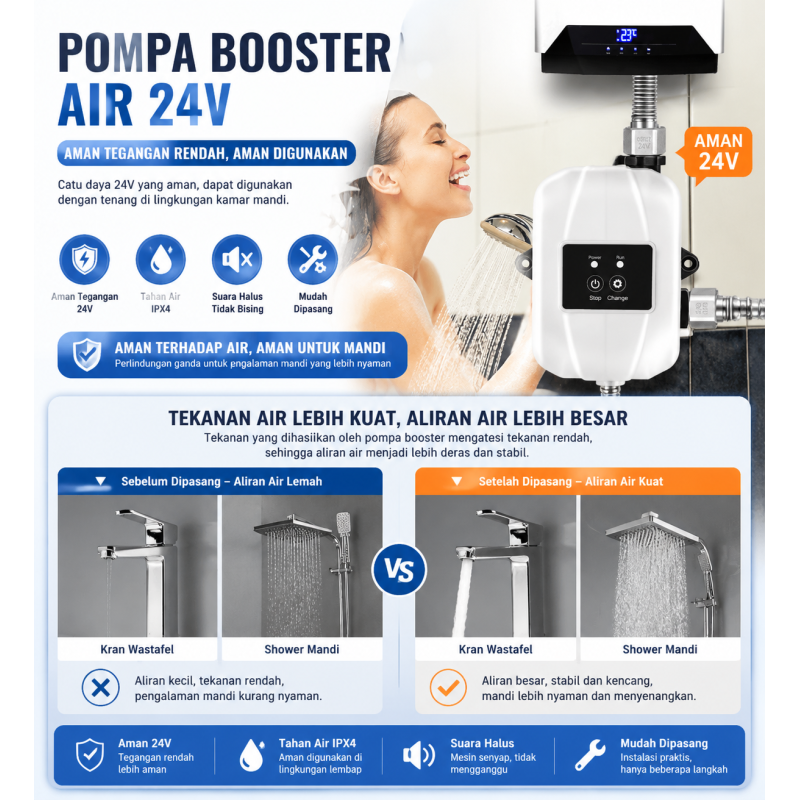 Pompa Booster  DC 24V - 150W - Automatic/Manual Switch 