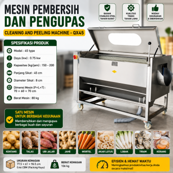 Mesin Pembersih & Pengupas Kentang Sayur Buah Stainless Steel