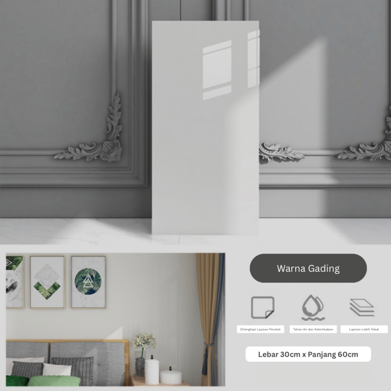 PVC Plastic Wall Stickers Per-Pcs 30*60cm*2mm (Warna Gading) PVC Plastic Wall Stickers Per-Pcs 30*60cm*2mm (Warna Gading)