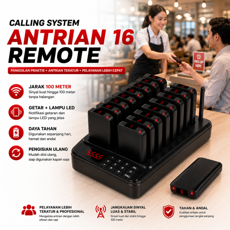 Alat Panggil Antrian CTP805 - Queue Calling System 16 Tombol