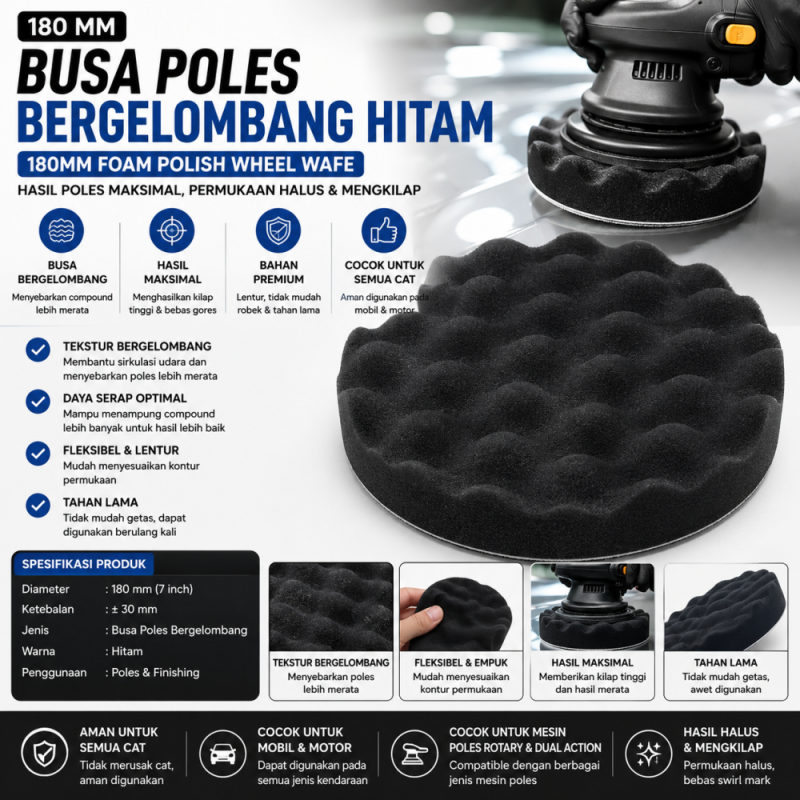 Busa Poles Tipe Wafe/Gelombang - Hitam - 7
