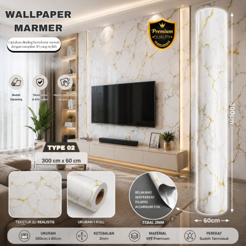Wallpaper Foam Dinding - 60cm*3m - Type 02