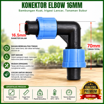 Knee - Elbow Konektor Selang Tetes PE Irigasi 1/2 inch