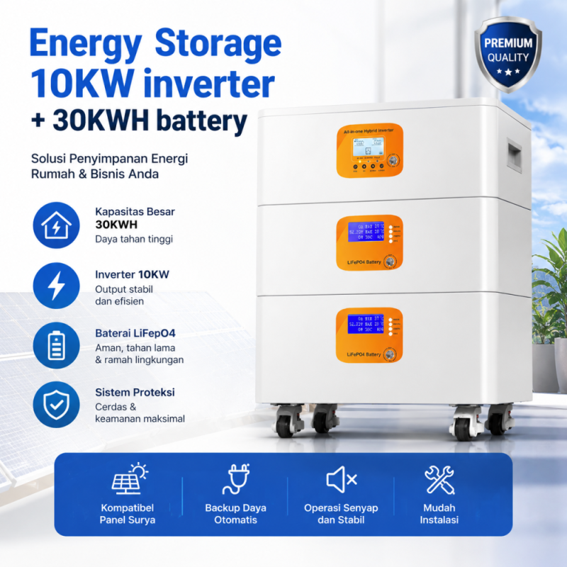 Penyimpanan Energi Inverter 10KW + Baterai 30KWH