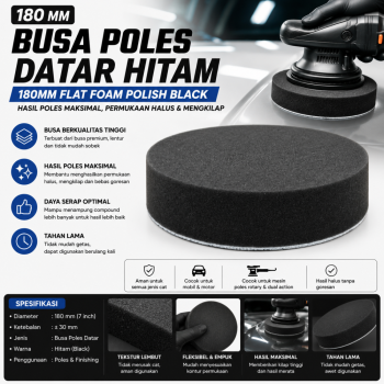 180 mm Flat Foam Polish Black