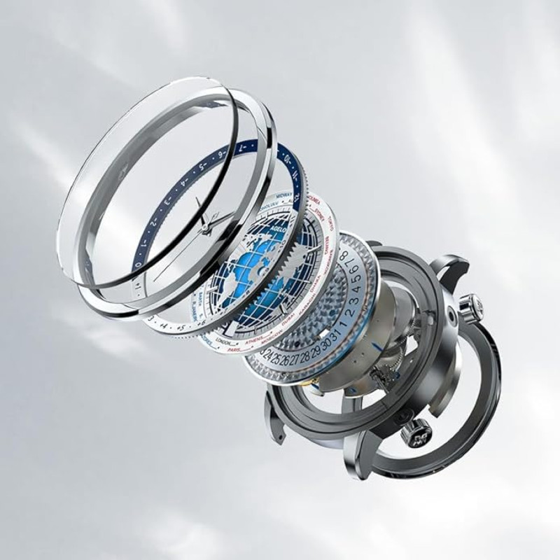 Watch - AGELOCER- World Time 5201A1 -Silver Watch - AGELOCER- World Time 5201A1 -Silver