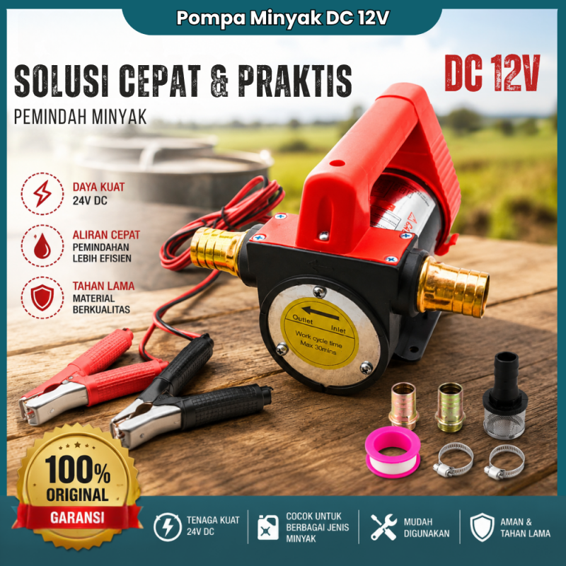 Mesin Pompa Minyak/Oli 12V Merah