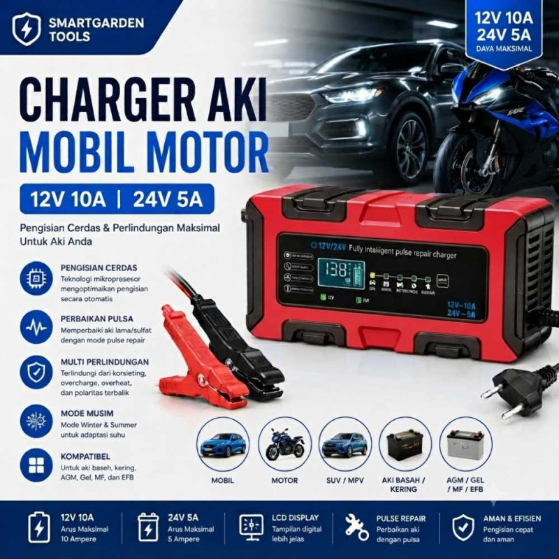 Charger Aki - ACCU Mobil /Truk - Output 12V-10A / 24V-5A
