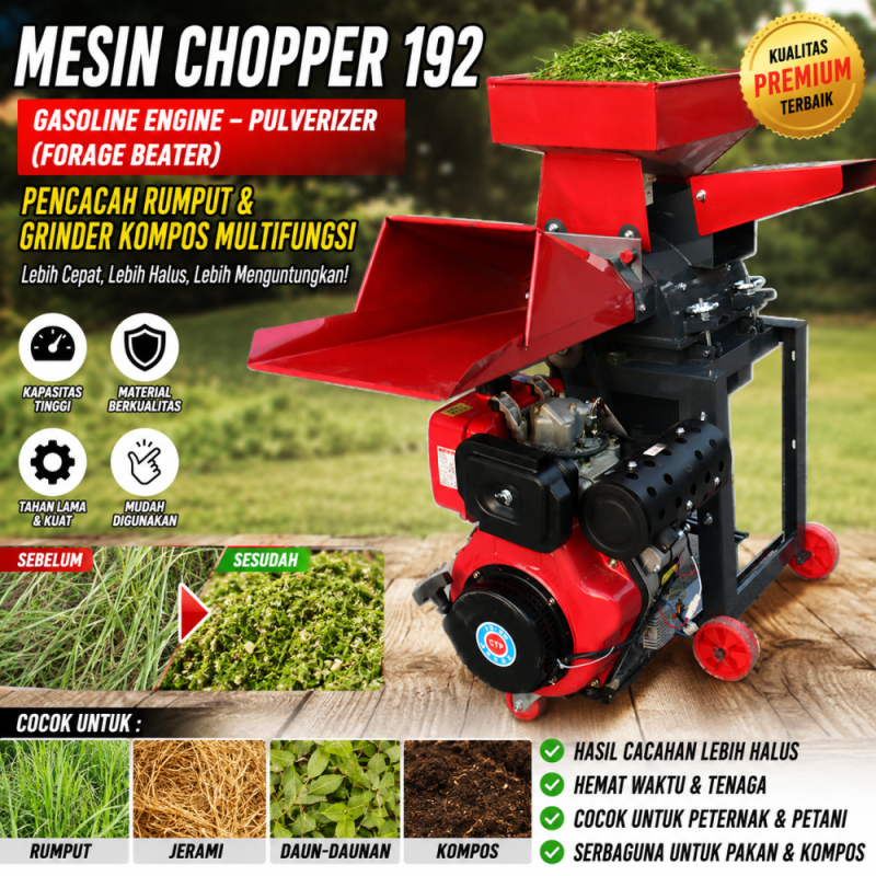 Mesin Pencacah Rumput Lembut & Grinder Kompos Multifungsi (3 in 1)