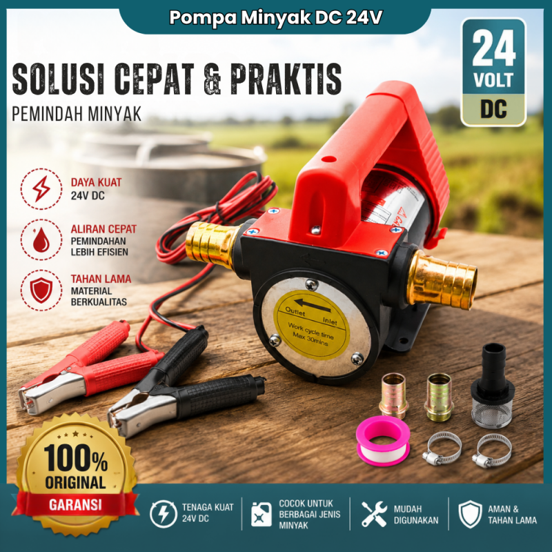 Mesin Pompa Minyak/Oli 24V Merah