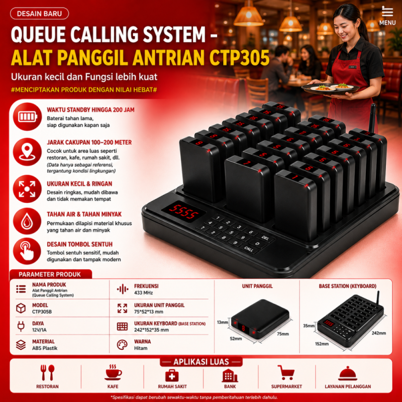 Alat Panggil Antrian CTP805 - Queue Calling System 16 Tombol
