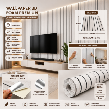 Wallpaper Foam 3D (Putih Keabu-abuan) - 60cm*3m