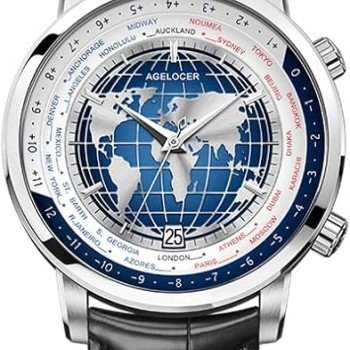 Watch - AGELOCER- World Time 5201A1 -Silver Watch - AGELOCER- World Time 5201A1 -Silver