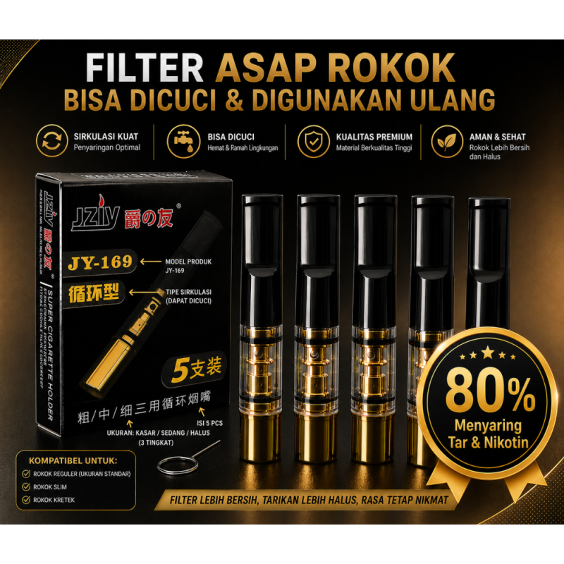 Filter Rokok 5 Pcs/Box - (Dapat Dicuci)