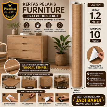 Kertas Sticker Furniture PVC - Serat Pohon Jeruk (1.2m*10m)