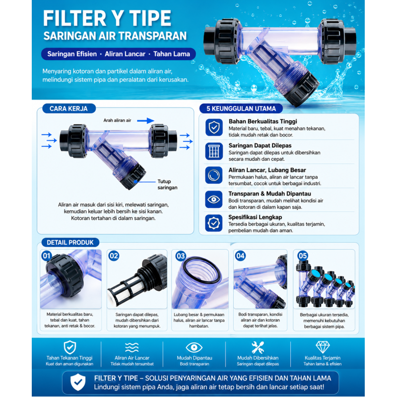 Filter Pipa Transparan 1/2 Inch
