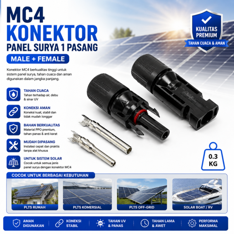 Konektor MC4 1 to 1 (Set Male-Female) Solar Panel