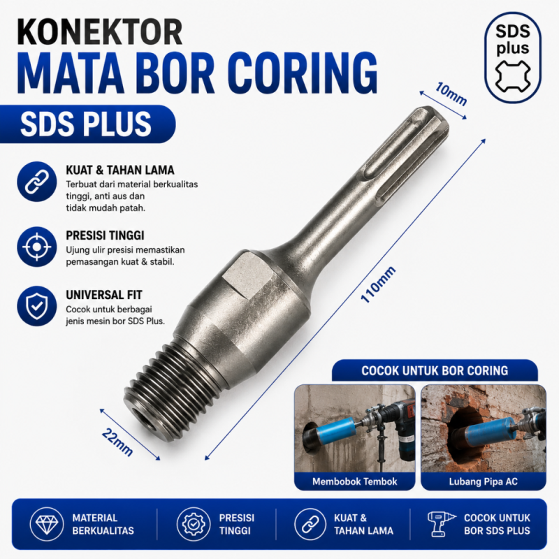 Konektor Mata Bor Beton 32mm & 63mm - Round