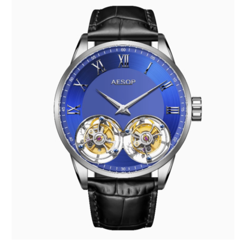 Watch - Aesop- Silver- wdouble wheel tourbillon