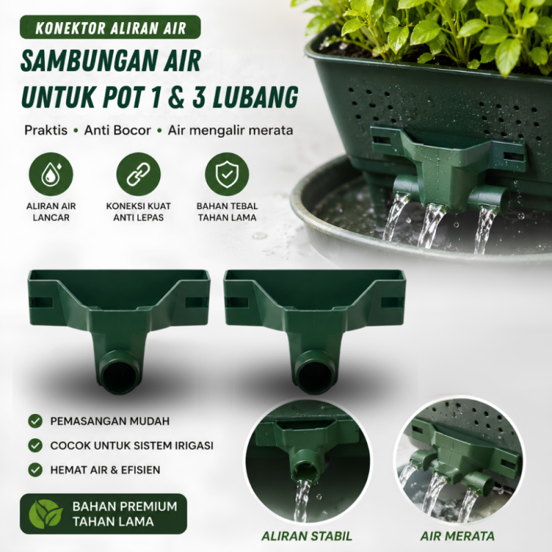 Konektor Aliran Air Vertcal Garden Pot 1 Lubang dan 3 lubang