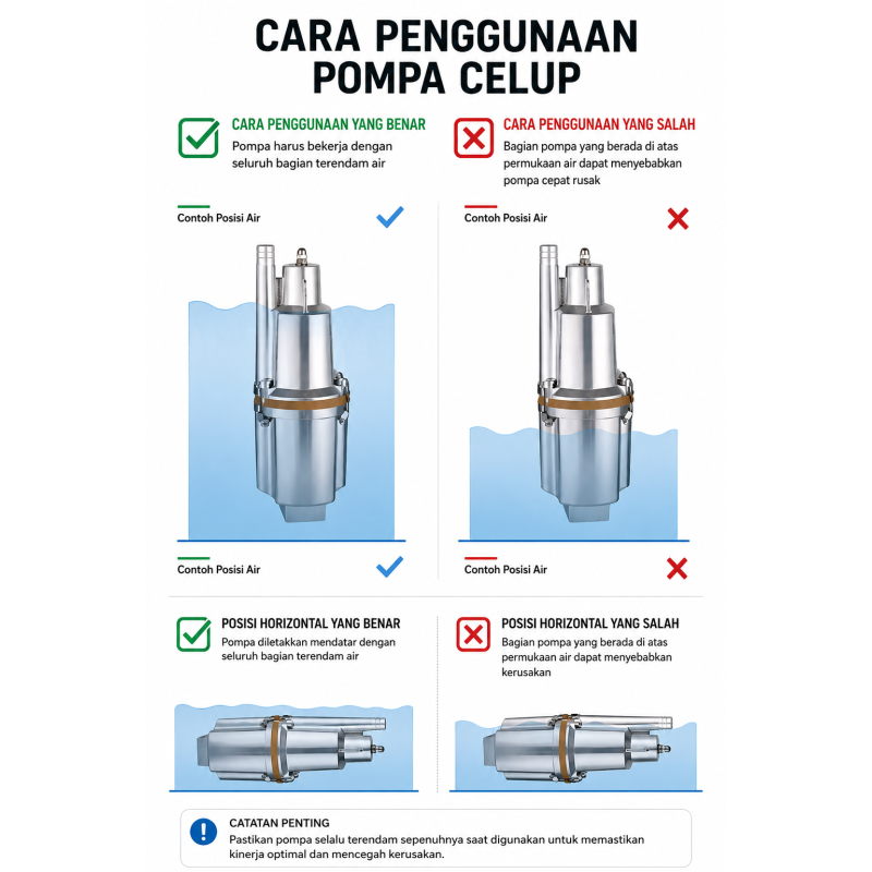 Pompa Celup Getar AC 220V 90M - Submersible