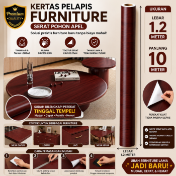 Kertas Sticker Furniture PVC - Serat Pohon Apel (1.2m*10m)