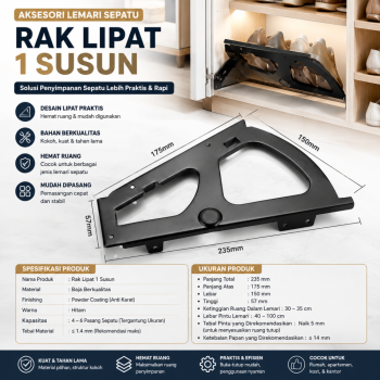 Aksesori lemari sepatu--rak lipat - 1 lapis