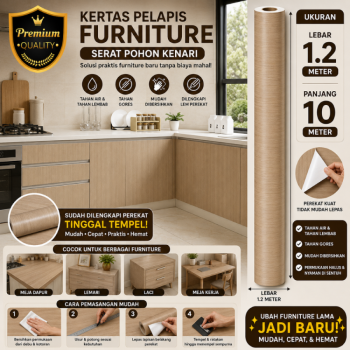 Kertas Sticker Furniture PVC - Serat Pohon Kenari (1.2m*10m)