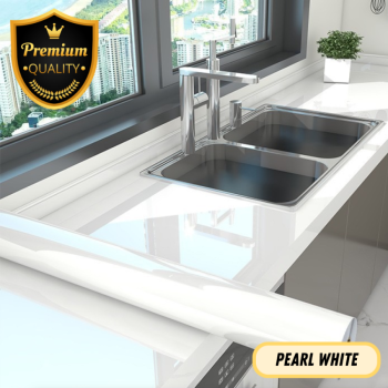 Stiker Meja Dapur 80cm*300cm - Pearl White