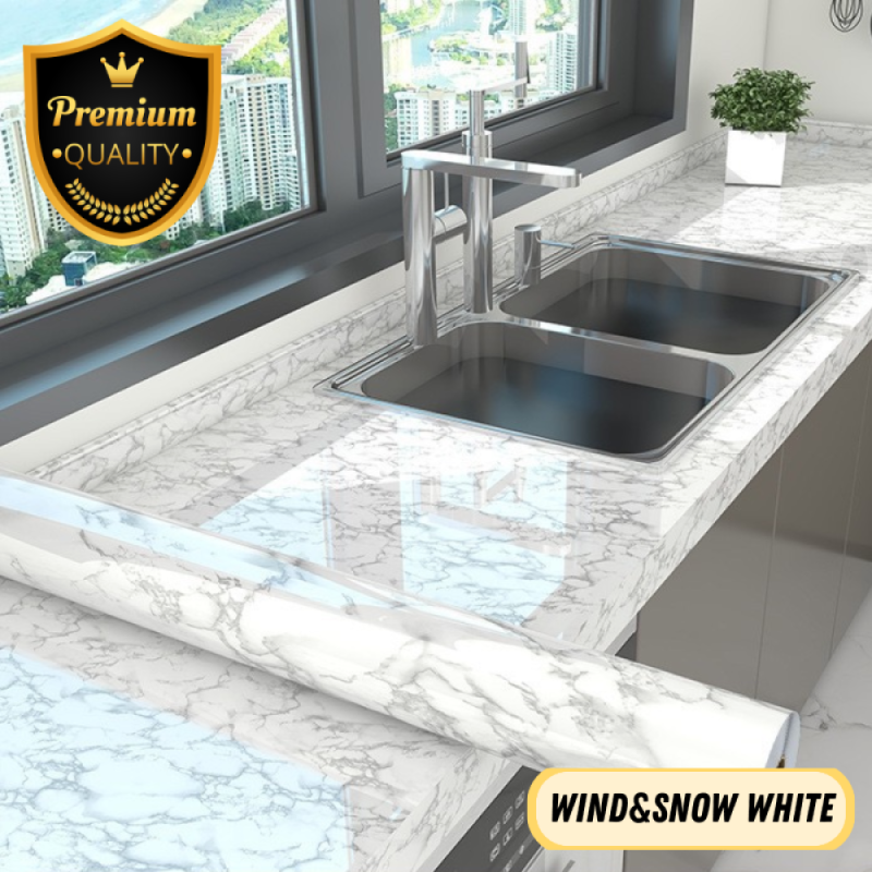 Kitchen Marble Sticker - Wind Snow White  - 25/ctn - 80cm*300cm*0,14mm