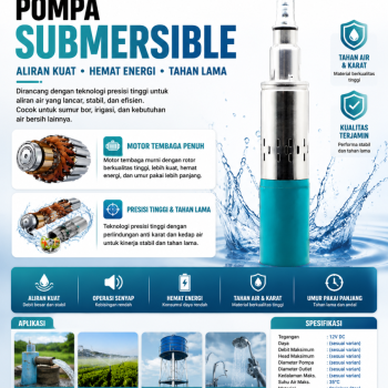 Mesin Pompa Submersible DC 12V - Solar Panel