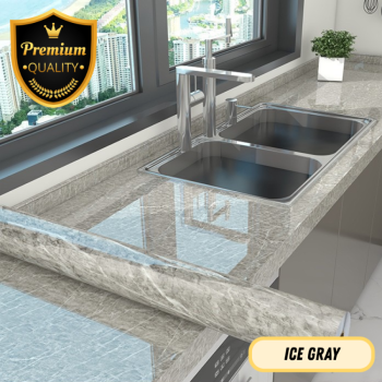 Stiker Meja Dapur 80cm*300cm - Ice Gray