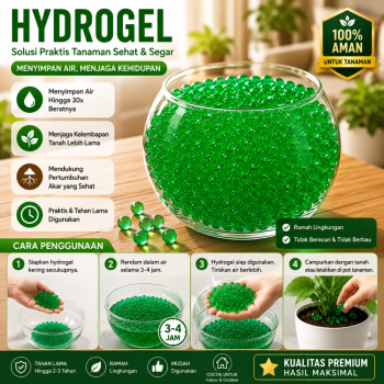 Kristal Air Hidrogel - Bio-Soil Hydrogel 1KG/Kantong (Warna Hijau)