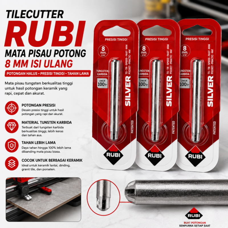 Isi ulang mata pisau pemotong keramik RUBI 8mm