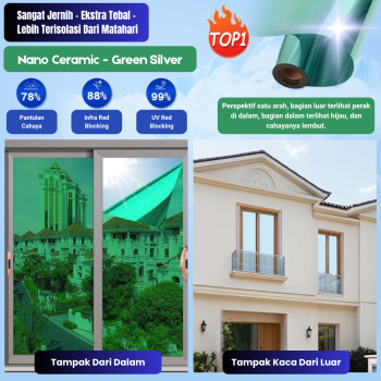 Kaca Film Satu Arah 100cm*500cm -  Green Silver Kaca Film Satu Arah 100cm*500cm -  Green Silver