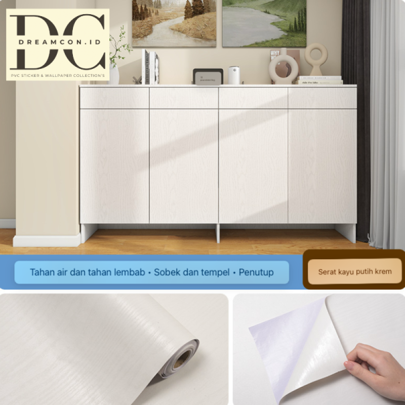 Kertas PVC Sheet 1.2m*10m - Serat Kayu Putih Krem Kertas PVC Sheet 1.2m*10m - Serat Kayu Putih Krem