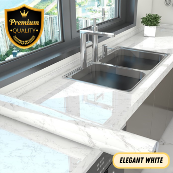 Stiker Meja Dapur 80cm*300cm - Elegant White Stiker Meja Dapur 80cm*300cm - Elegant White