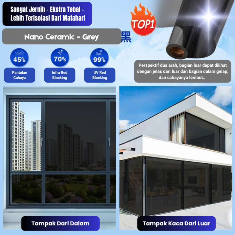 Kaca Film Satu Arah 100cm*500cm -  Grey Kaca Film Satu Arah 100cm*500cm -  Grey