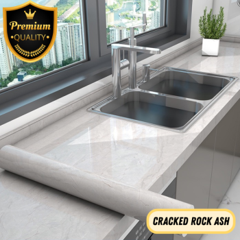 Stiker Meja Dapur 80cm*300cm - Crack Rock Ash Stiker Meja Dapur 80cm*300cm - Crack Rock Ash