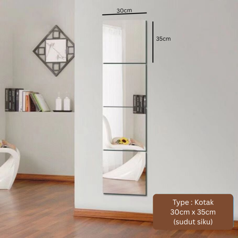 Kaca Cermin Akrilik + Stiker - Type Kotak 30*35cm Kaca Cermin Akrilik + Stiker - Type Kotak 30*35cm