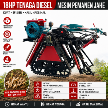 Mesin Pemanen Jahe - 18 HP Tenaga Diesel 