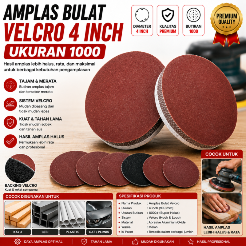 Amplas Bulat Velcro 4 Inch - no. 1000