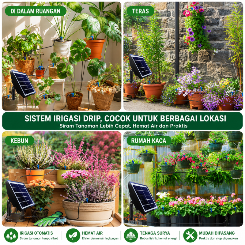 Kit Penyiram Tanaman Otomatis Tenaga Surya  (Paket 15 Jalur)