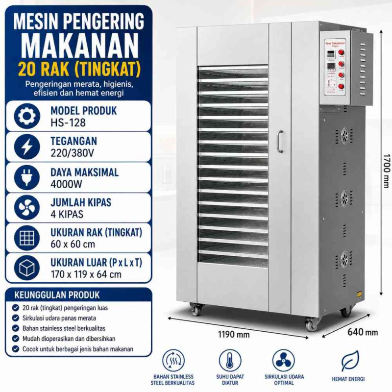 Food dryer 4 fan 20 layer 4000W - 60*60cm