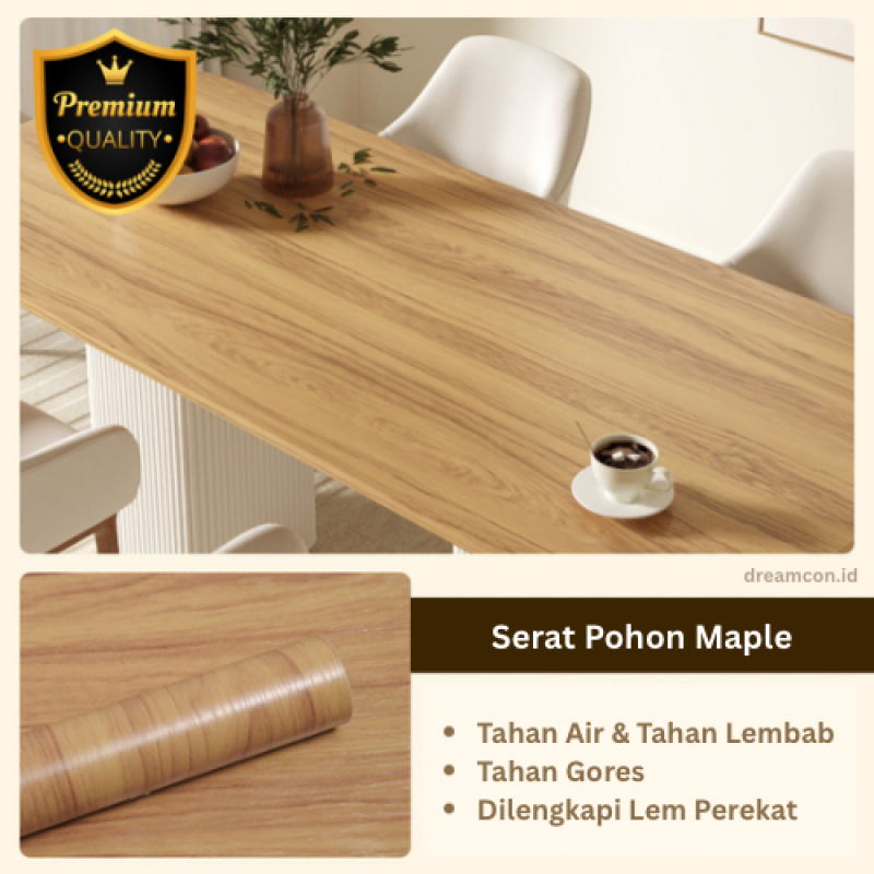 Kertas Sticker Furniture PVC - Maple Kuning Muda (1.2m*10m)