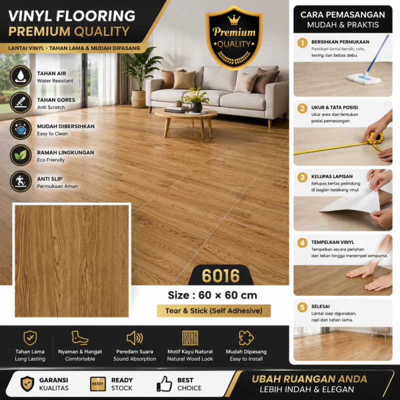 PVC Vynil Lantai 60*60cm (Keramik Granit) No.6016 /6m
