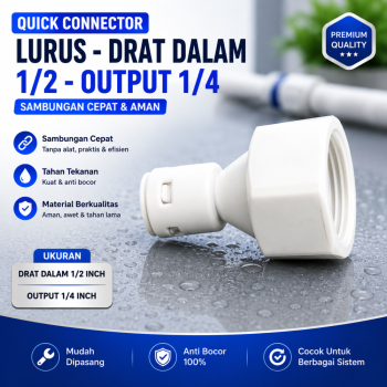 Quick Connector - Lurus - Drat Dalam 1/2 - Output 1/4 