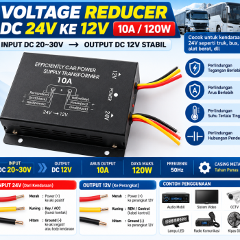Pengurang Tegangan DC 24 V ke 12 V 10A/ 120W