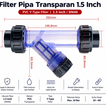 Filter Pipa Transparan 1.5 Inch