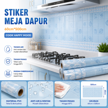Stiker Meja Dapur 60cm*500cm - Cook Happy Mood